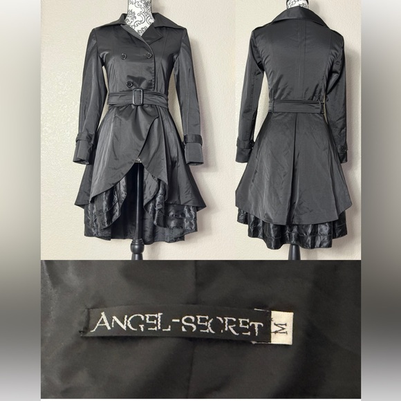 Angel Secret Jackets & Blazers - Elegant Black Double-Breasted Women's Princess Coat